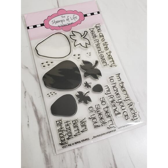 Stamps Of Life Other - Stamps Of Life BERRIES STRAWBERRY BERRY FRIENDS Fruit Clear‎ Stamps Set